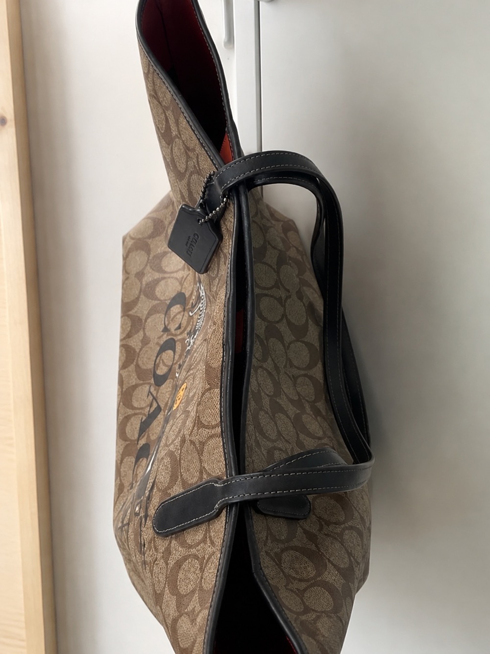 Coach Brown Signature Canvas Tote with Halloween Carriage Graphic - Picture 4 of 4